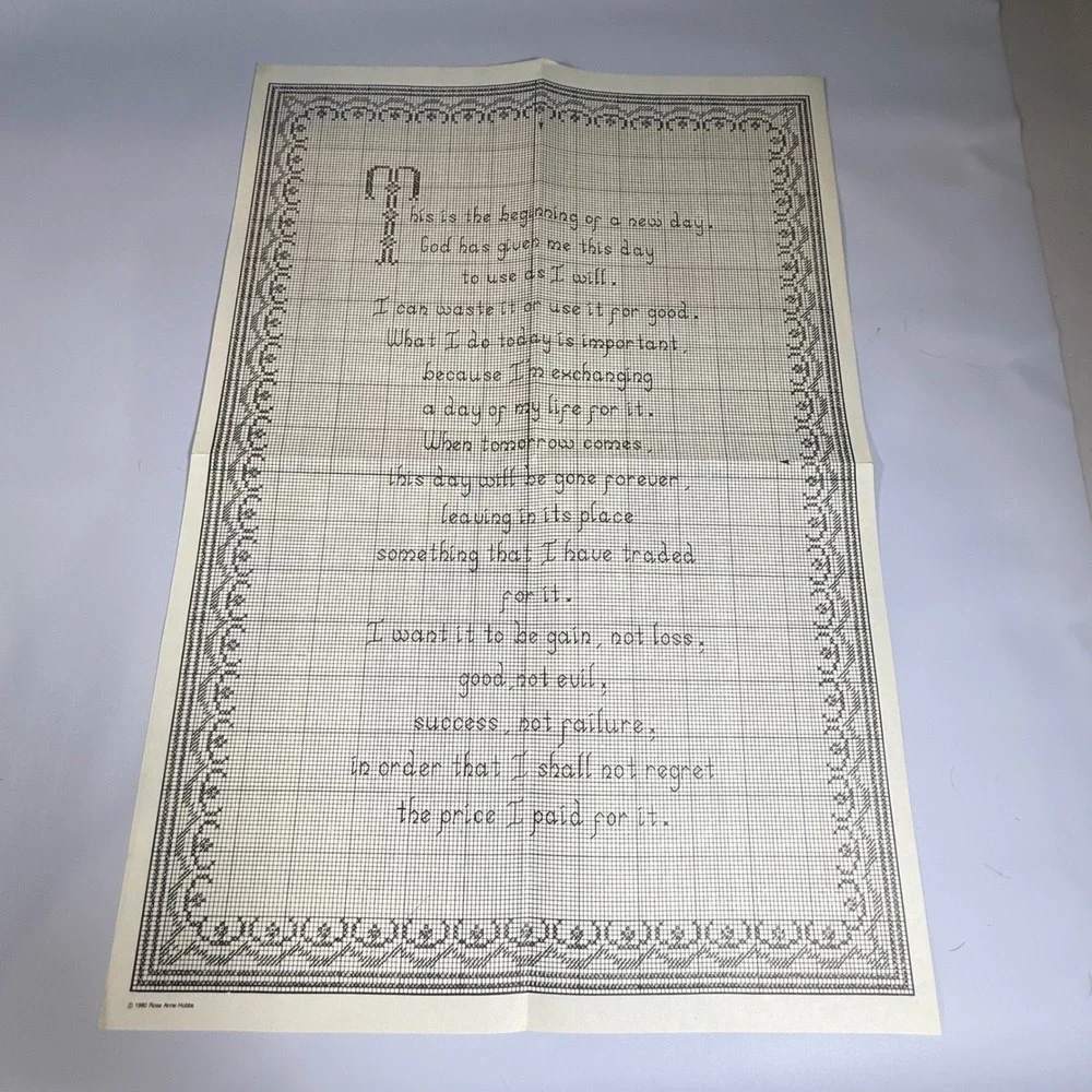 VTG Linda Myers Serenity Prayer Cross Stitch Pattern Chart Religious Cottagecore